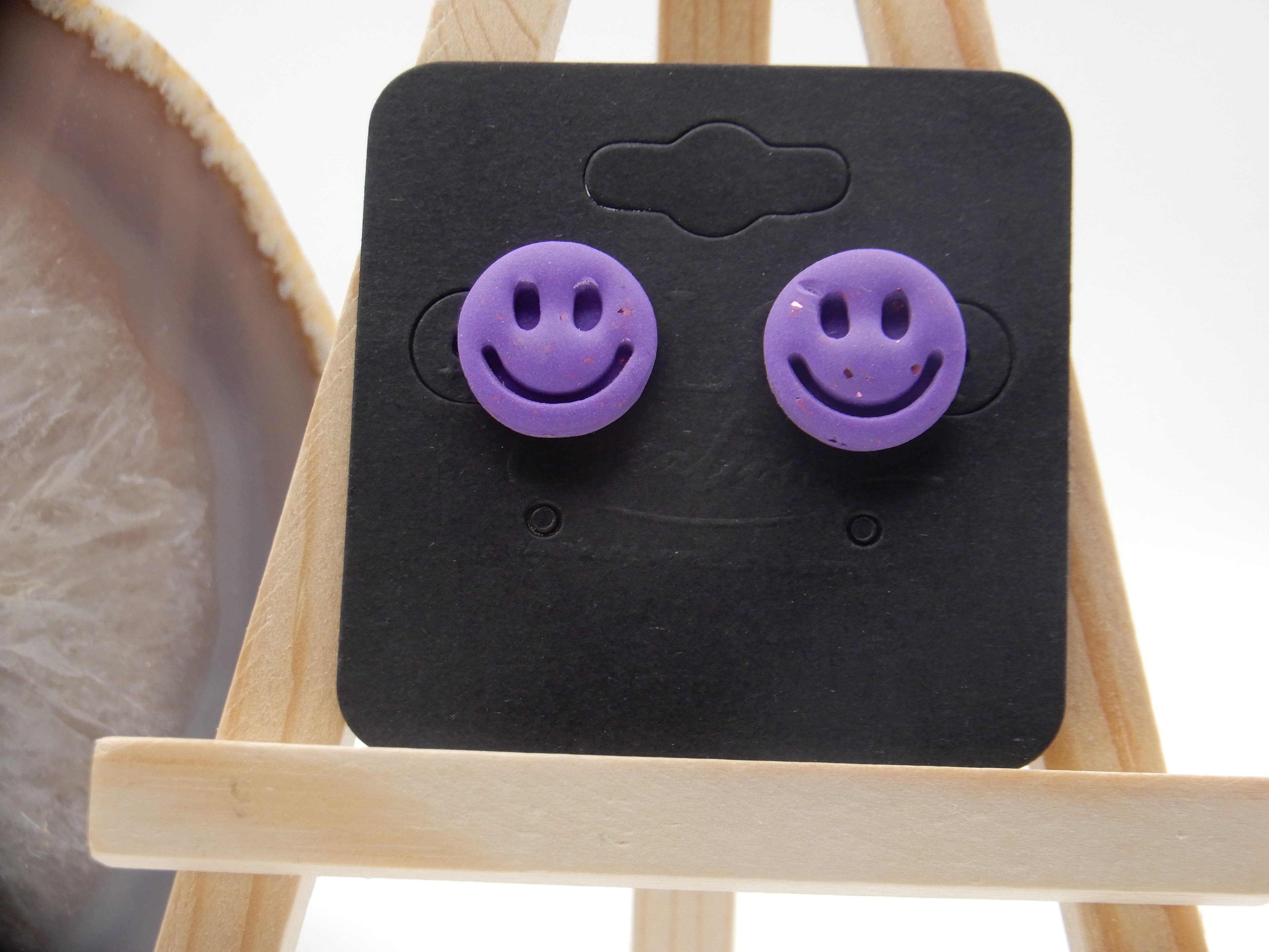 Purple Smiley Face Stud Earrings