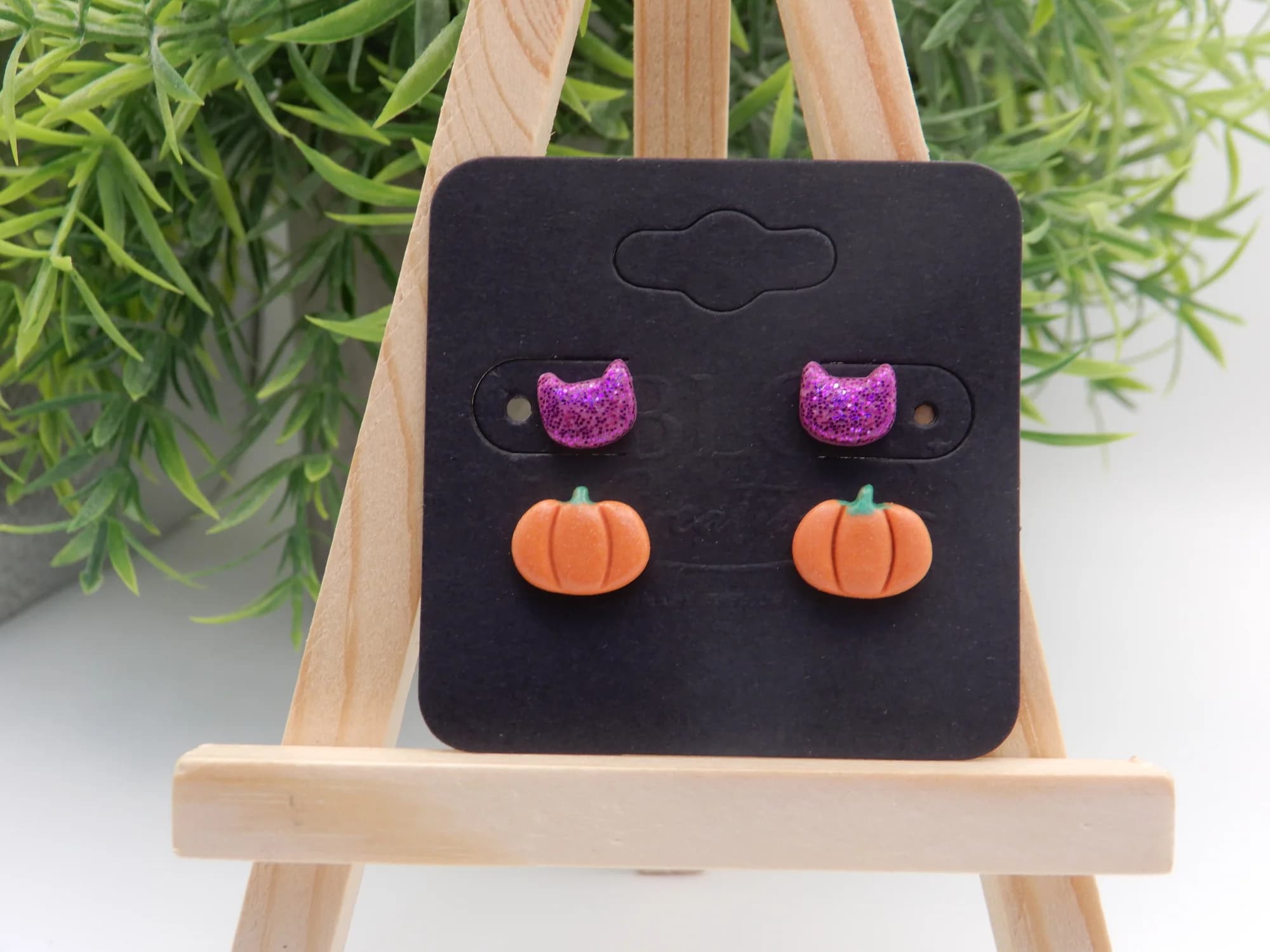 Cat & Pumpkin Micro Stud Earring Set