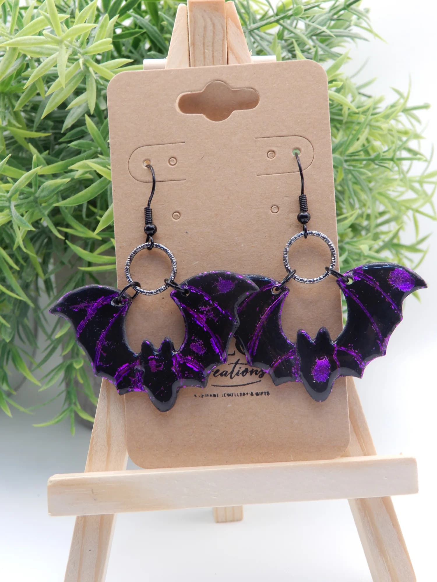 Midnight Sparkle Bat Dangle Earrings