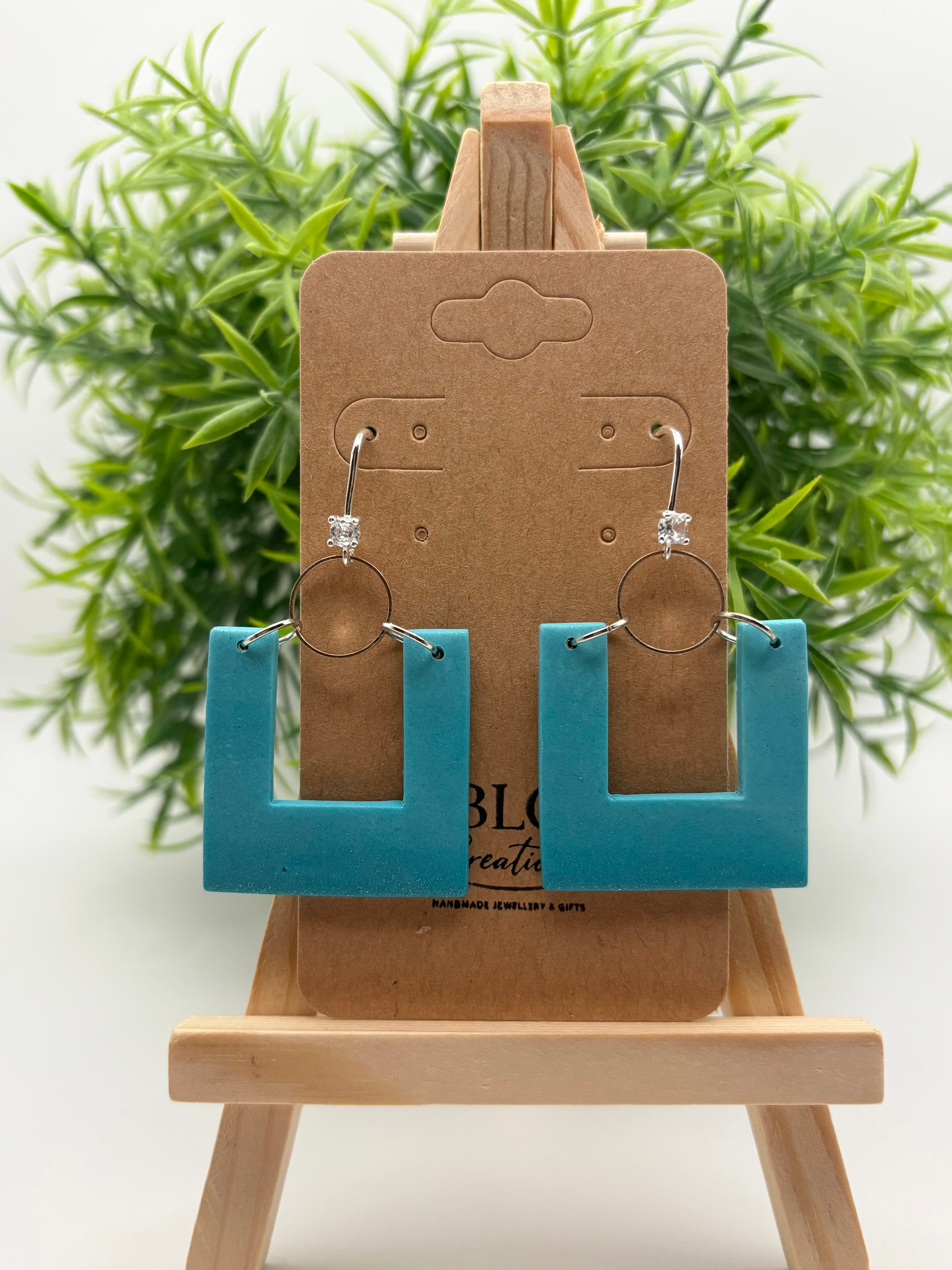 Teal Geometric Hoop Earrings