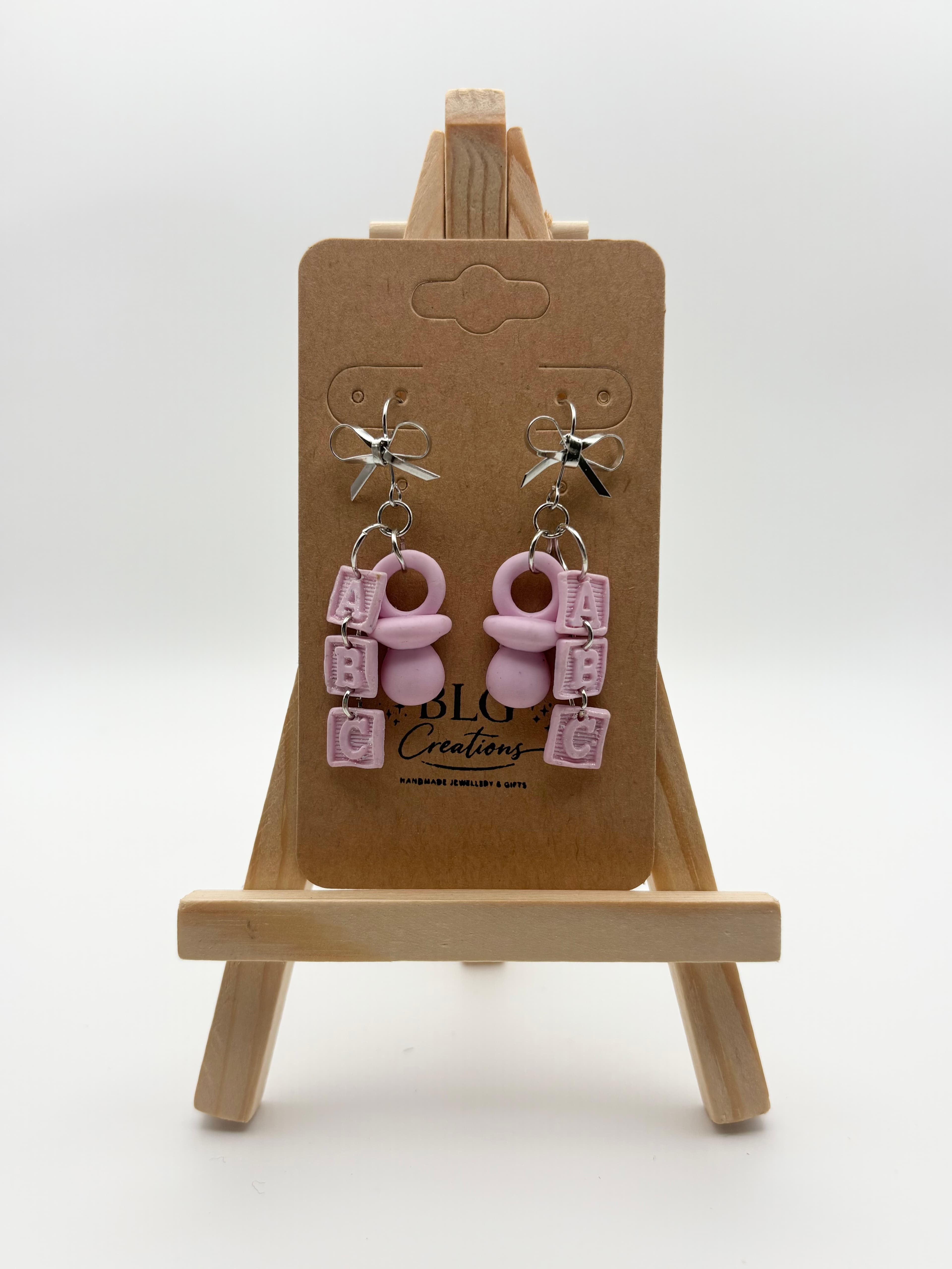 Pink Dummy & ABC Block Earrings