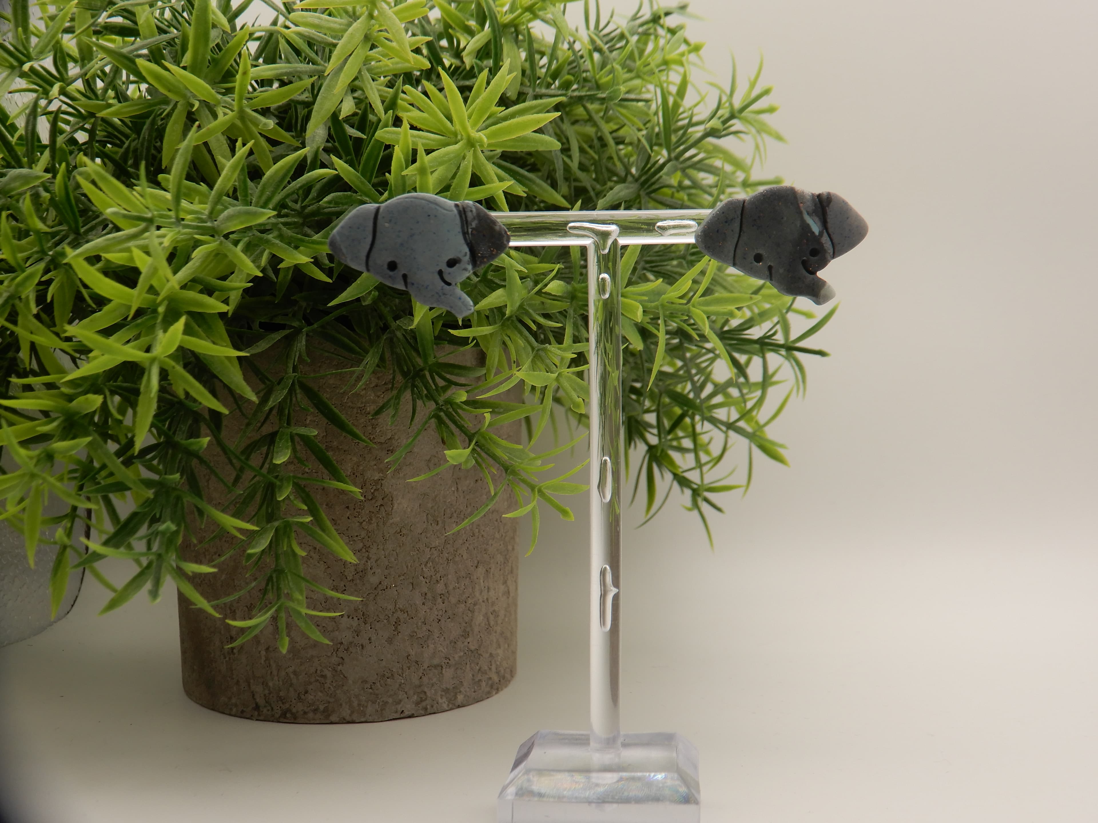 Blue & Grey Elephant Stud Earrings